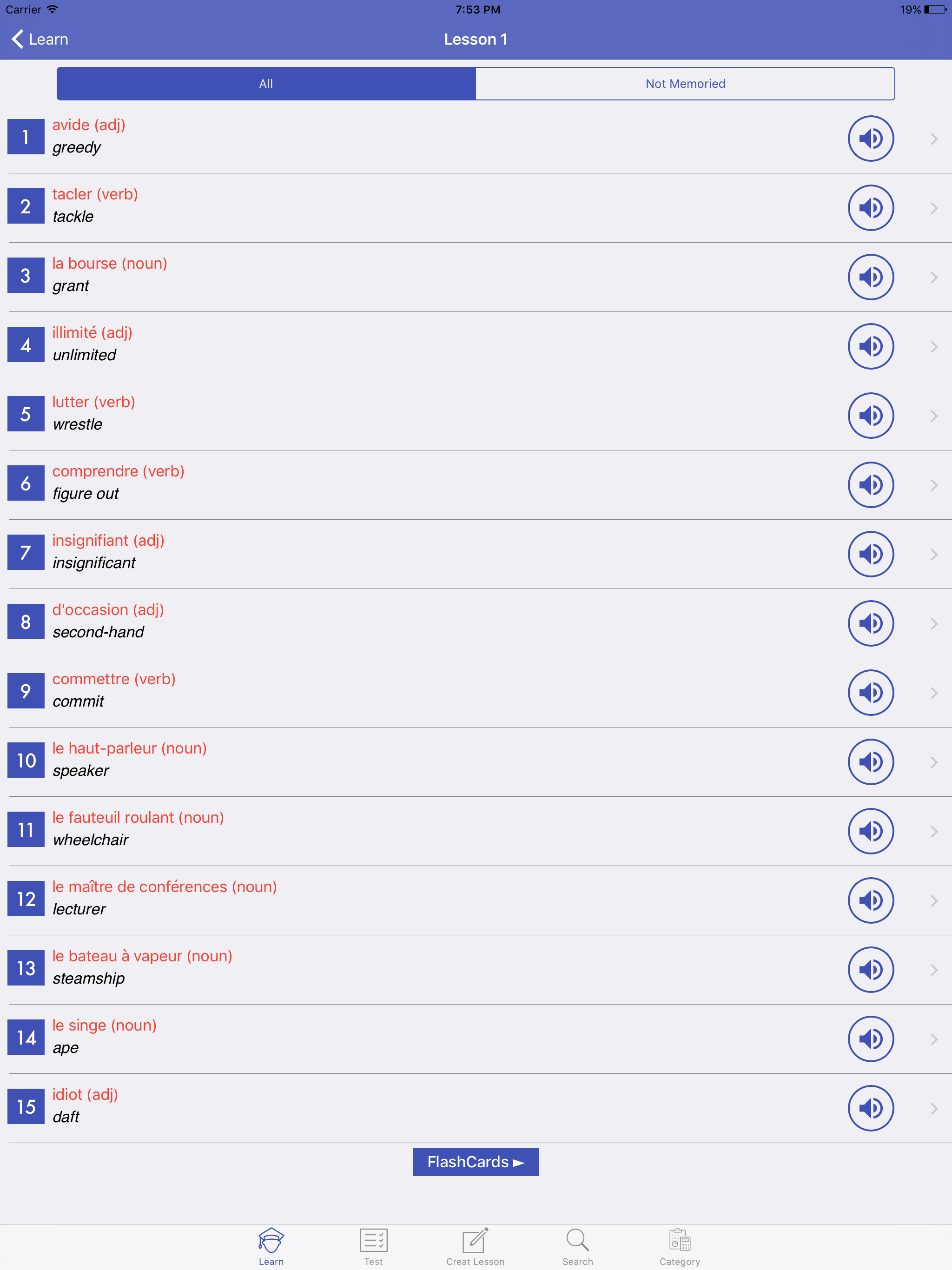 Learning French Vocabulary