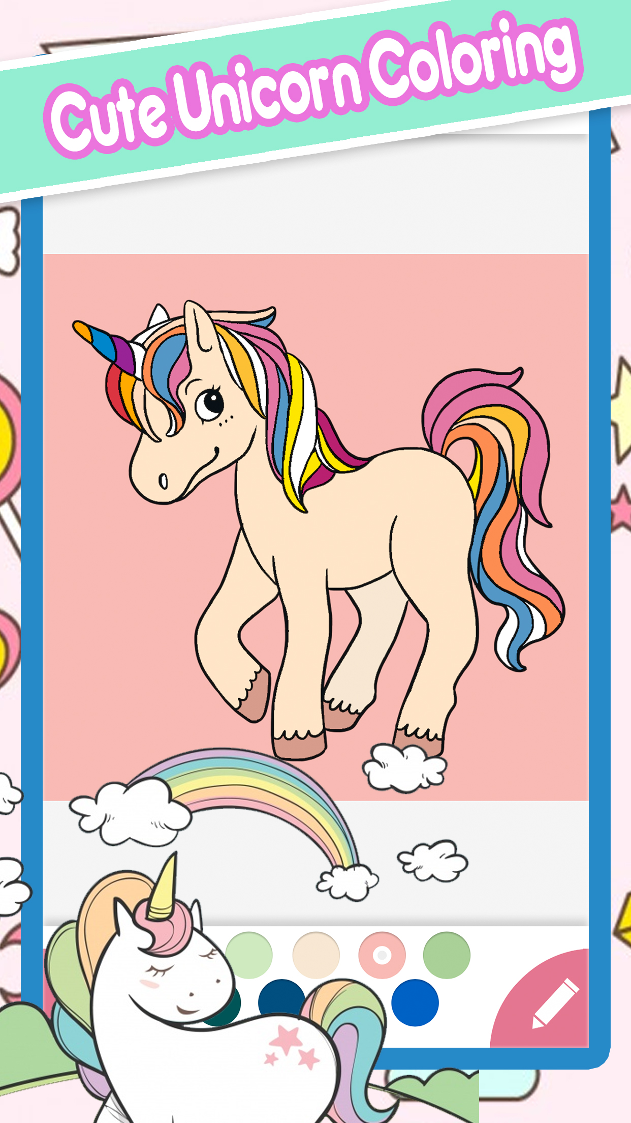 Cute My Little Unicorn House Coloring Book