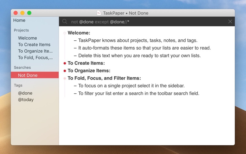 TaskPaper – Plain text to-dos