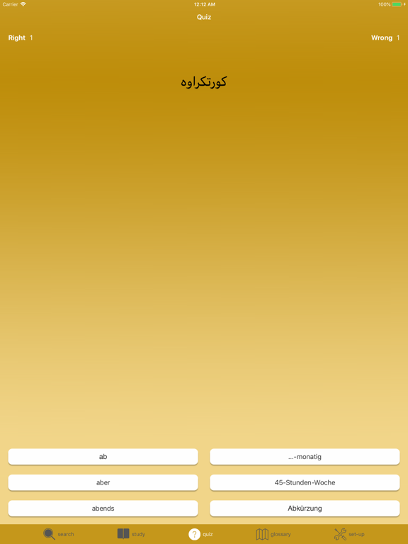 Sorani Deutsch Vokabeln A1 iPad screenshot 4 - Education app