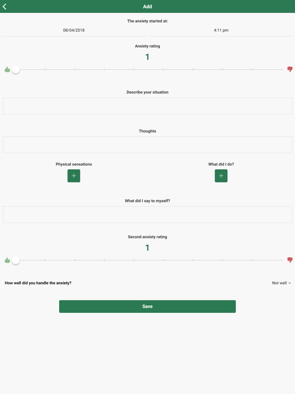 Anxiety Log iPad screenshot