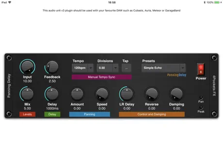 Panning Delay AUv3 Plugin
