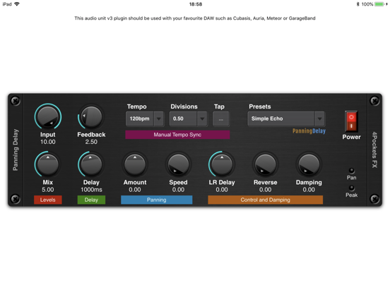 Screenshot #4 pour Panning Delay AUv3 Plugin