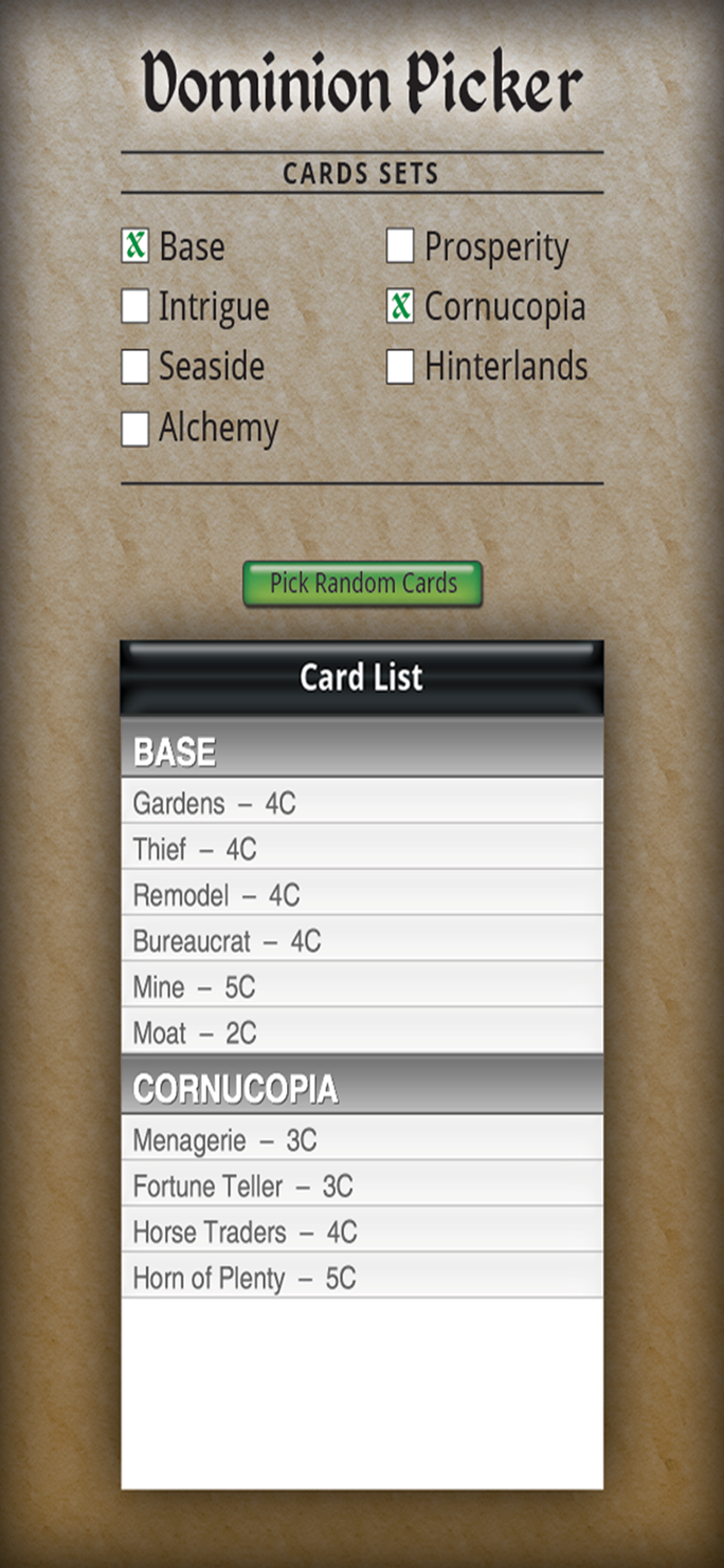 Dominion Card Picker screenshot 2