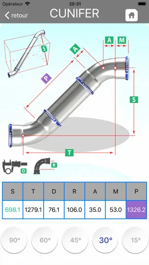 Capture d'écran de Pipefitter Mapress Calculator sur iPhone 8