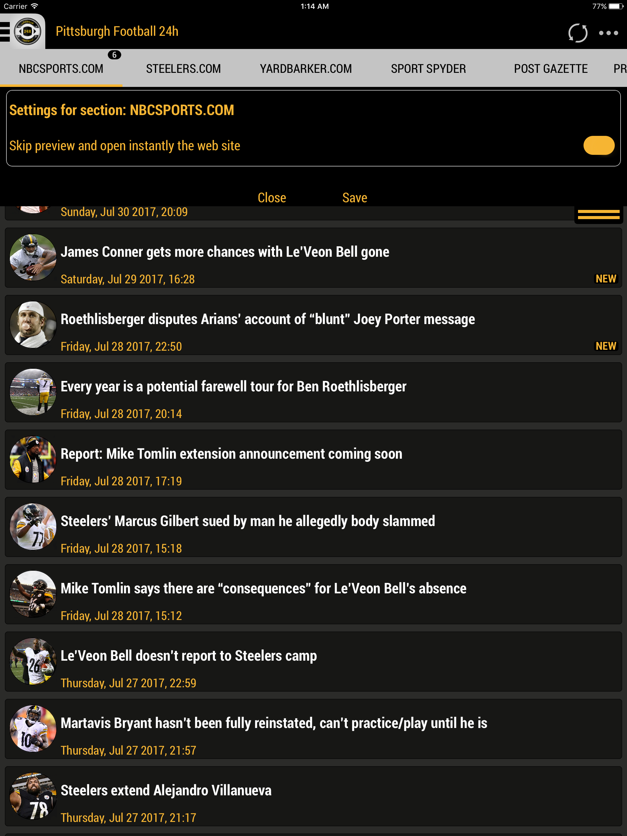 24h News for Pittsburgh Steelers screenshot 5
