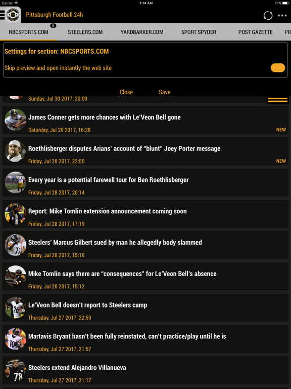 Screenshot #5 pour 24h News for Pittsburgh Steelers