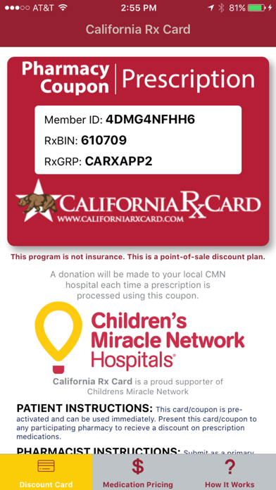 Screenshot #1 pour California Rx Card