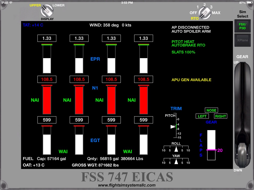 FSS 747 EICAS screenshot 4