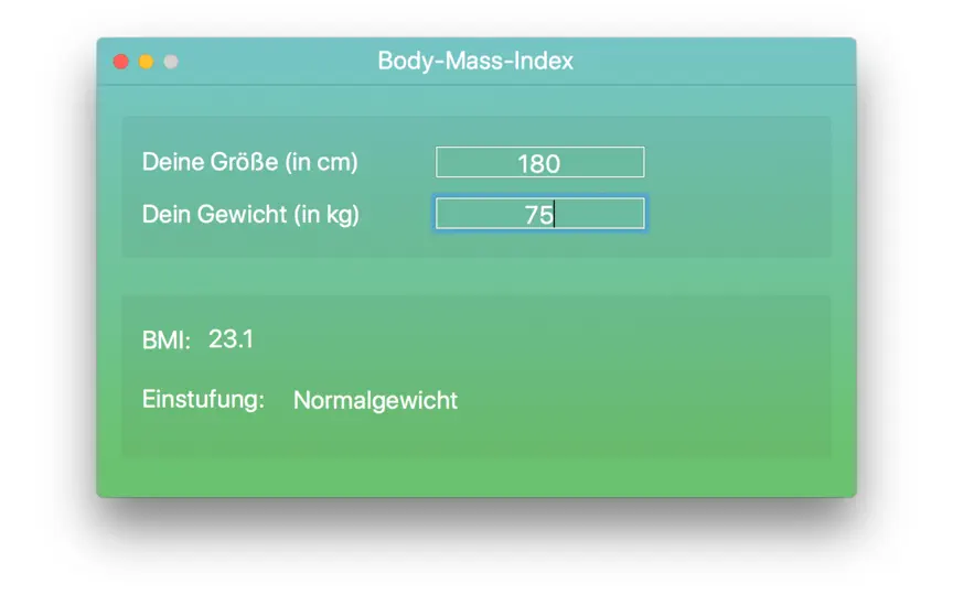 Screenshot von Body-Mass-Index Rechner auf dem iPhone 1