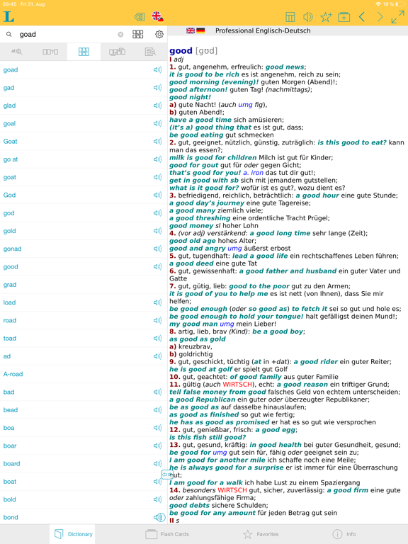 German English XL Dictionary iPad screenshot 4 - Reference app