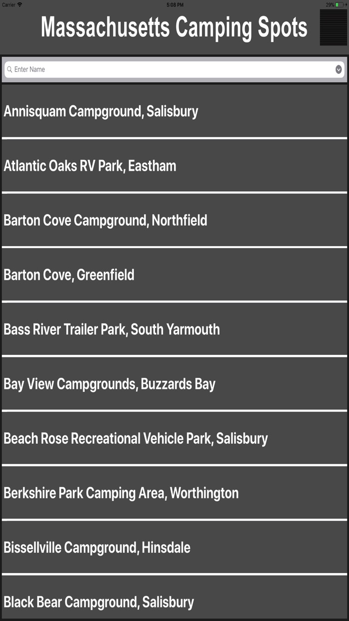 Massachusetts Camping Spots