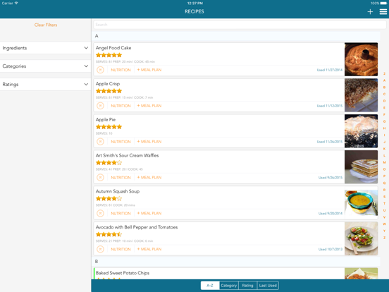 Menu Planner iPad app afbeelding 3