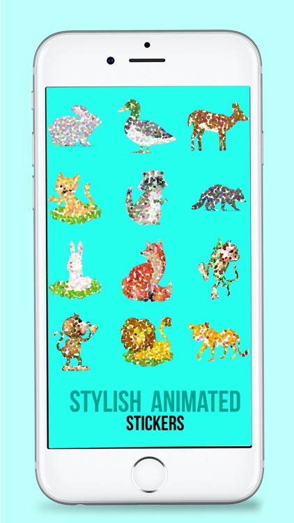 Animated Doted Animals Love Stickers