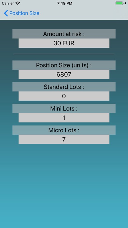 forex position size