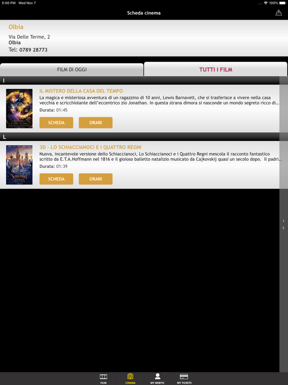 Webtic Cinema Teatro Olbia iPad screenshot