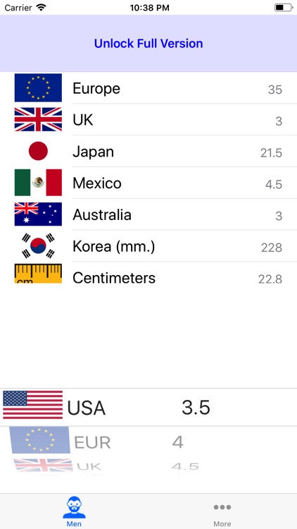 Shoe Sizes Converter Lite