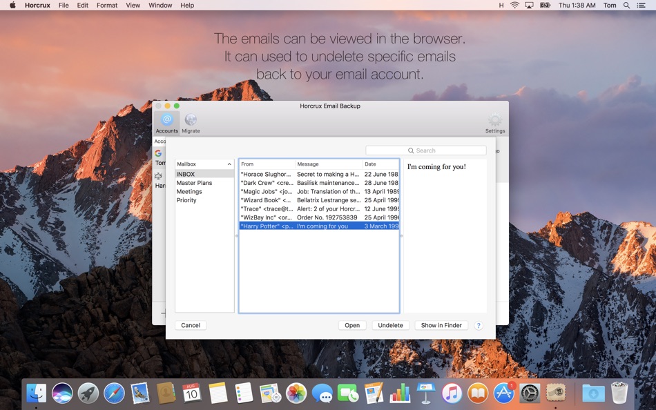 #3. Horcrux Email Backup (macOS) Podle: Suhas Tech