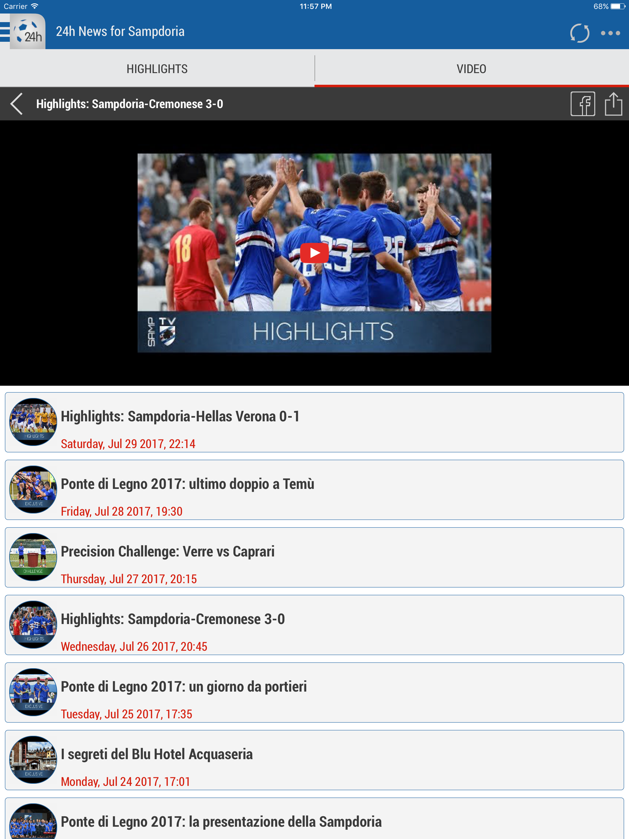 24h News for Sampdoria