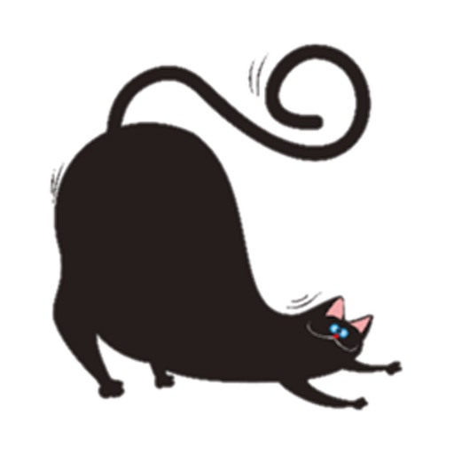 Chubby Black Cat Emoji Sticker icon