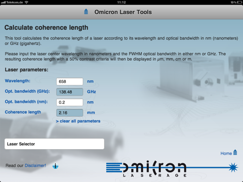 Omicron Laser Tools for iPad screenshot 3