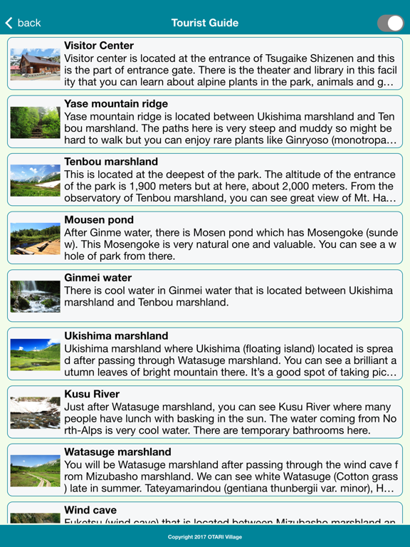 Screenshot #6 pour Guide app for enjoying Tsugaike Shizenen
