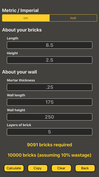 Brick Calculator / Wall Build Screenshot