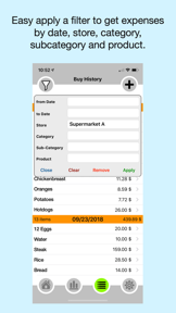 Expenses - in what spend money screenshot
