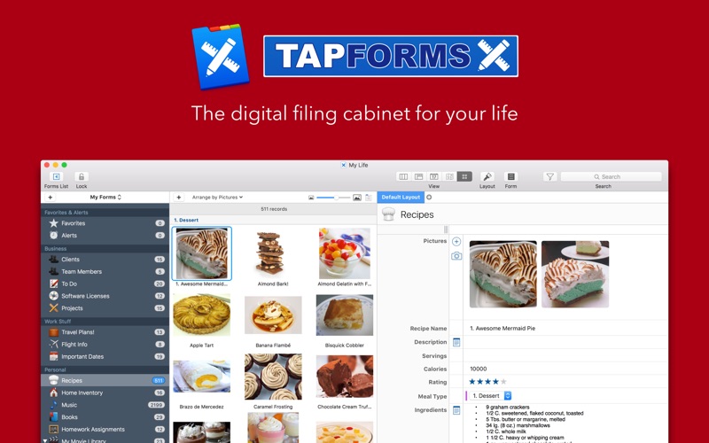 Tap Forms Organizer 5 Database Screenshots