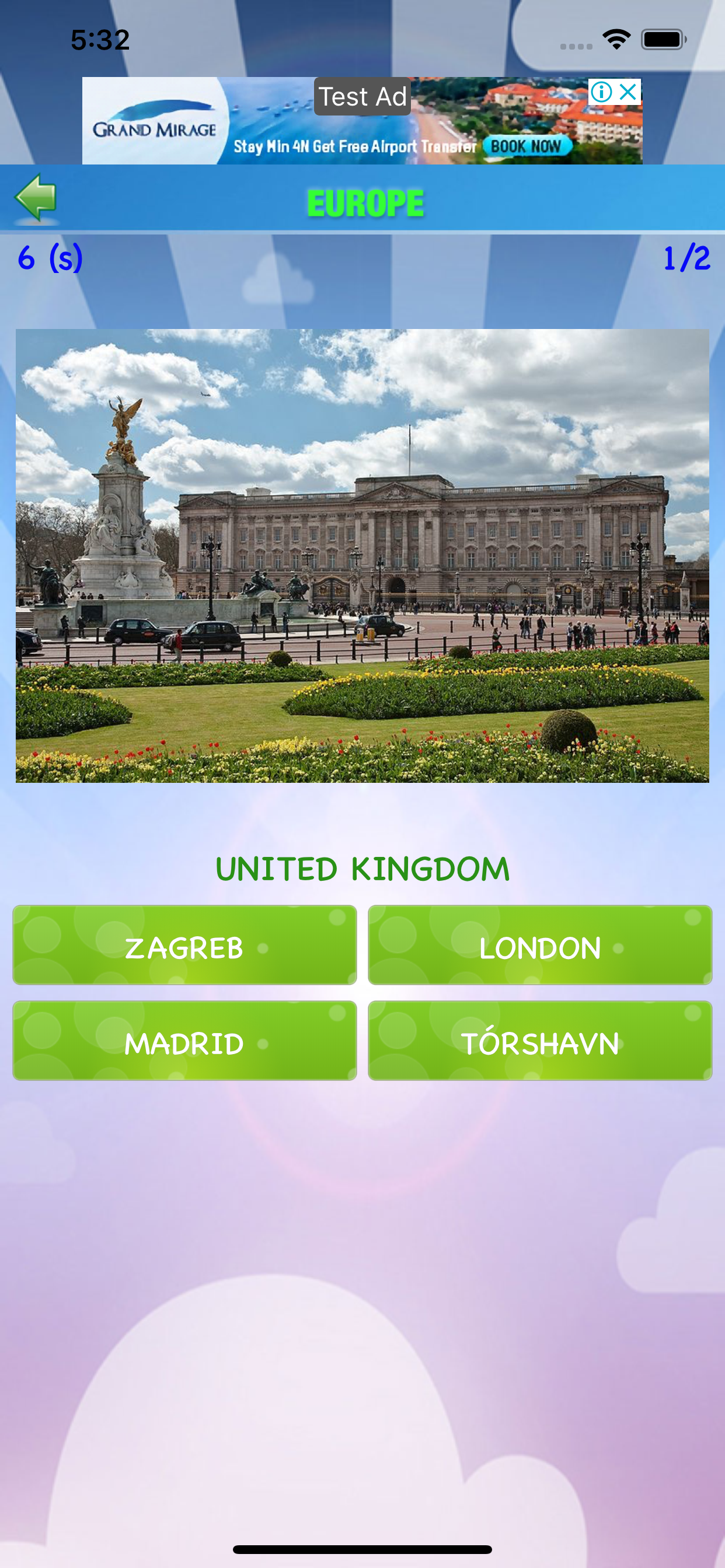 Capital quiz with photo