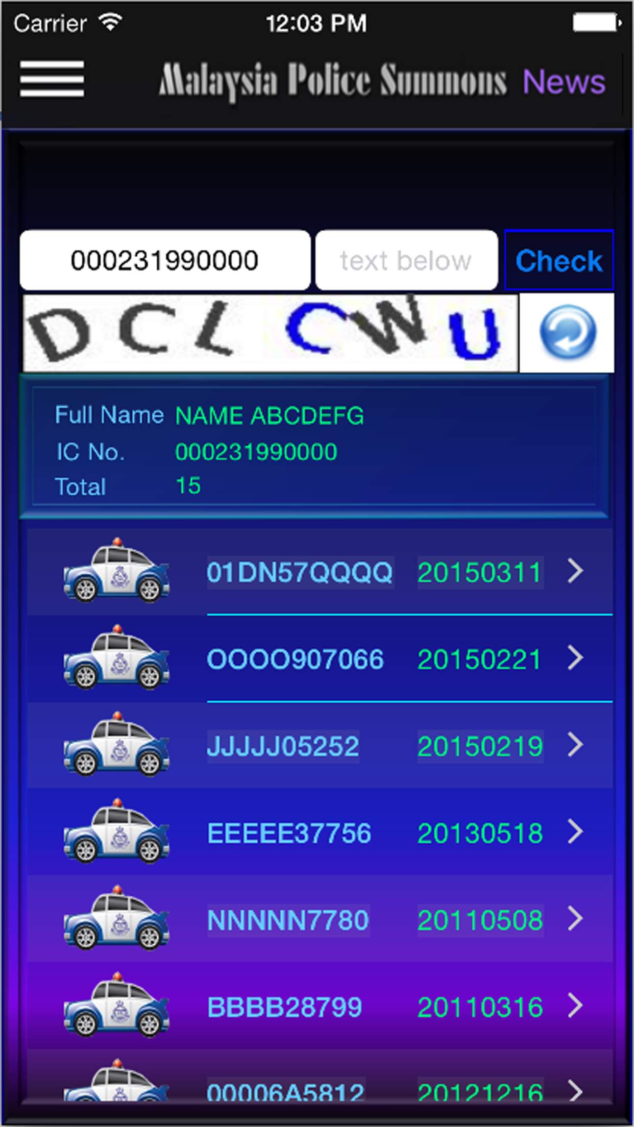 Malaysia Police Summons