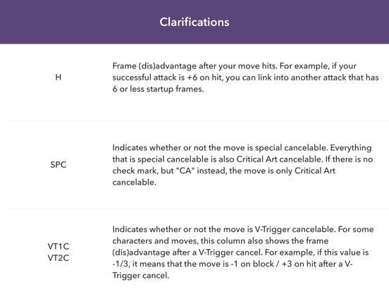 Frame Data V (FDV) iPad screenshot 5 - Reference app