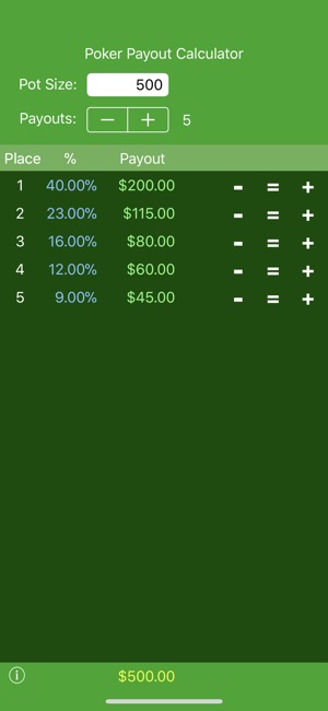 Poker Payout Calc