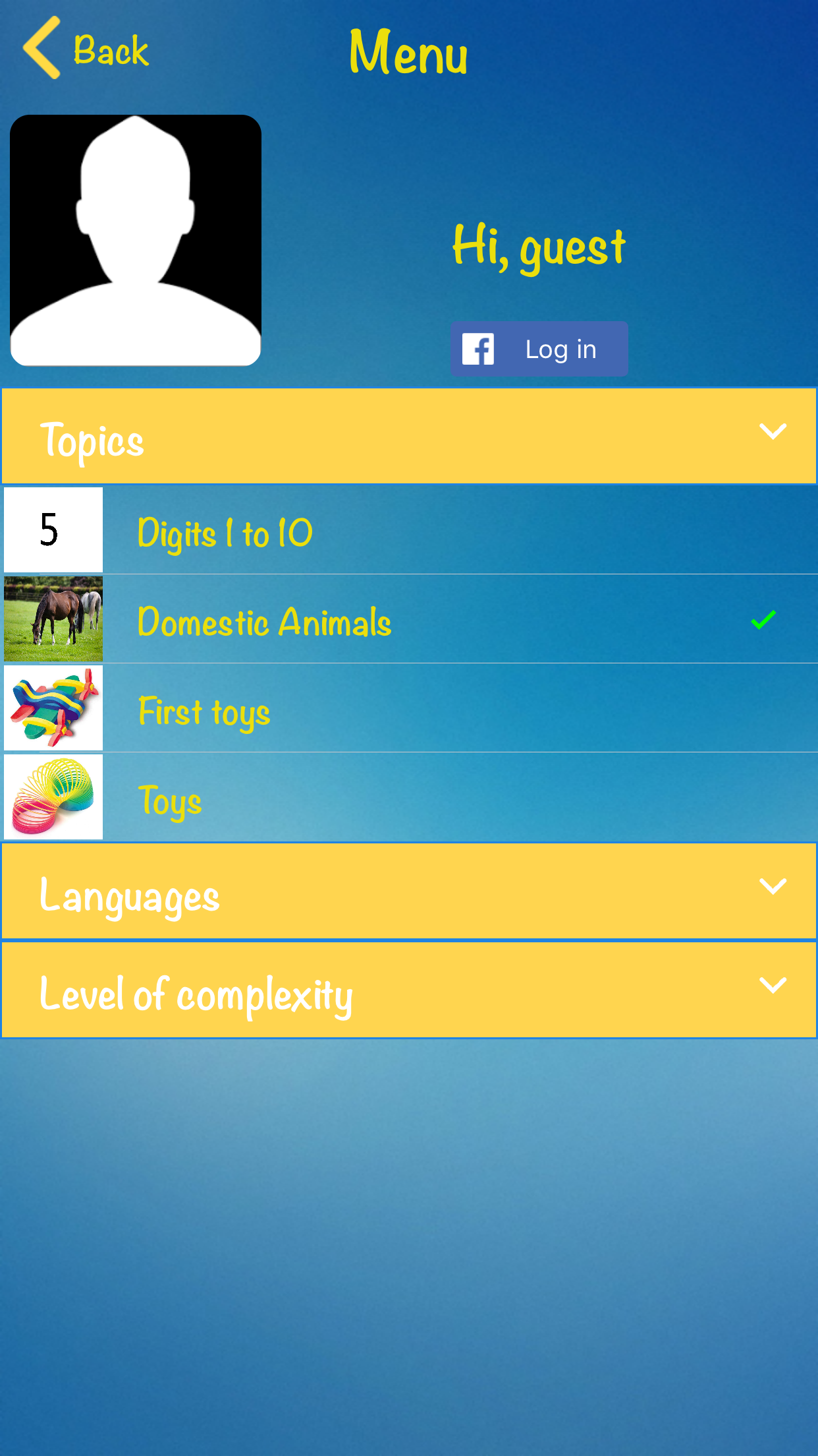 Objects order: memory game