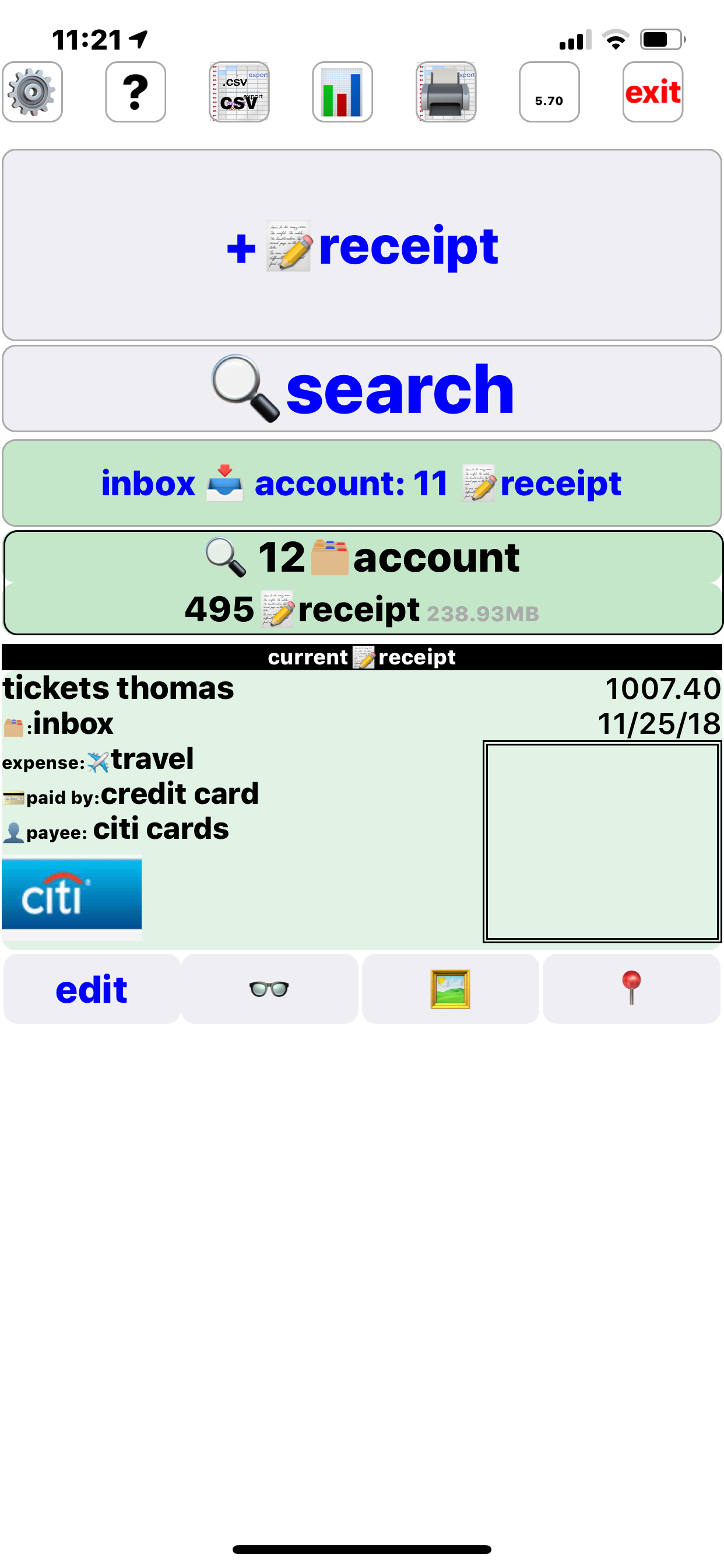 CalcTipHour Receipt Management