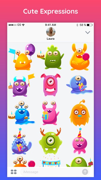 Cute Monsters - Alien Stickers Pack for iMessage screenshot 3