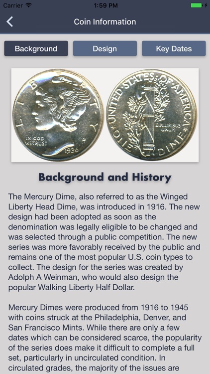 Mercury Dimes - Coin Guide & Collectoin Tracker