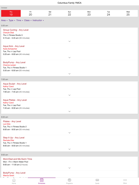 Columbus Family YMCA iPad screenshot
