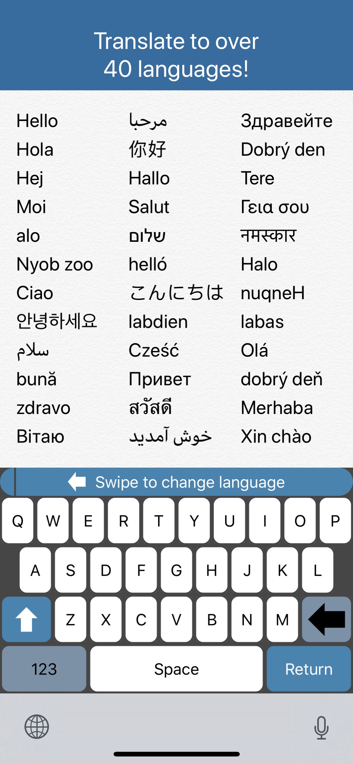 Screenshot do app Translator Keyboard