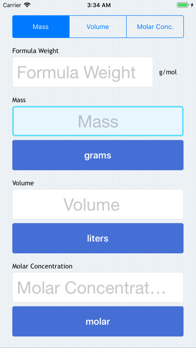 Molarity Calculator Screenshot