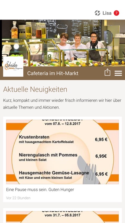 Cafeteria im Hit-Markt