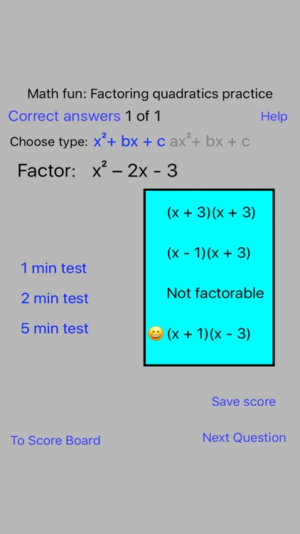 Math fun: Factoring quadratics practice