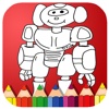 Coloring Book Iron Robot Cartoon Painting