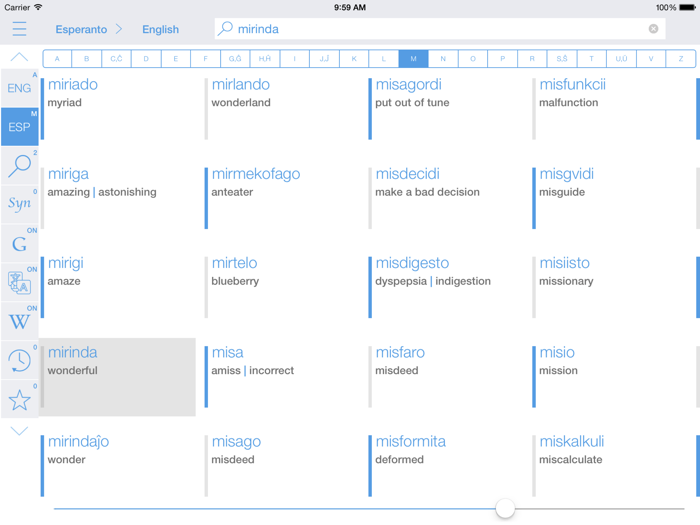 Dictionary Esperanto English