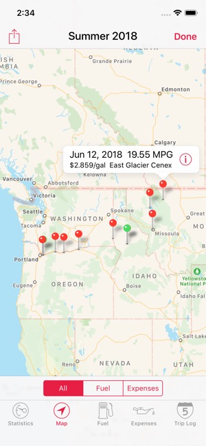 road trip mpg on