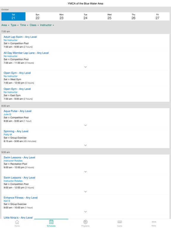 YMCA of the Blue Water Area iPad screenshot 4 - Health & Fitness app