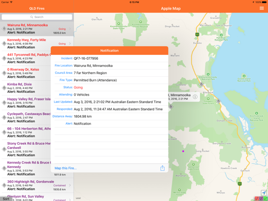 QLD Fires iPad app afbeelding 1