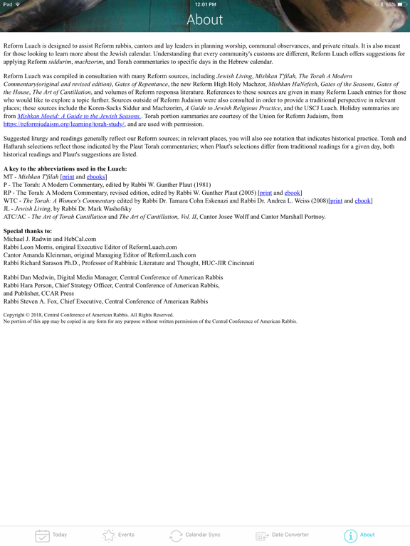 Reform Luach iPad screenshot 6 - Reference app