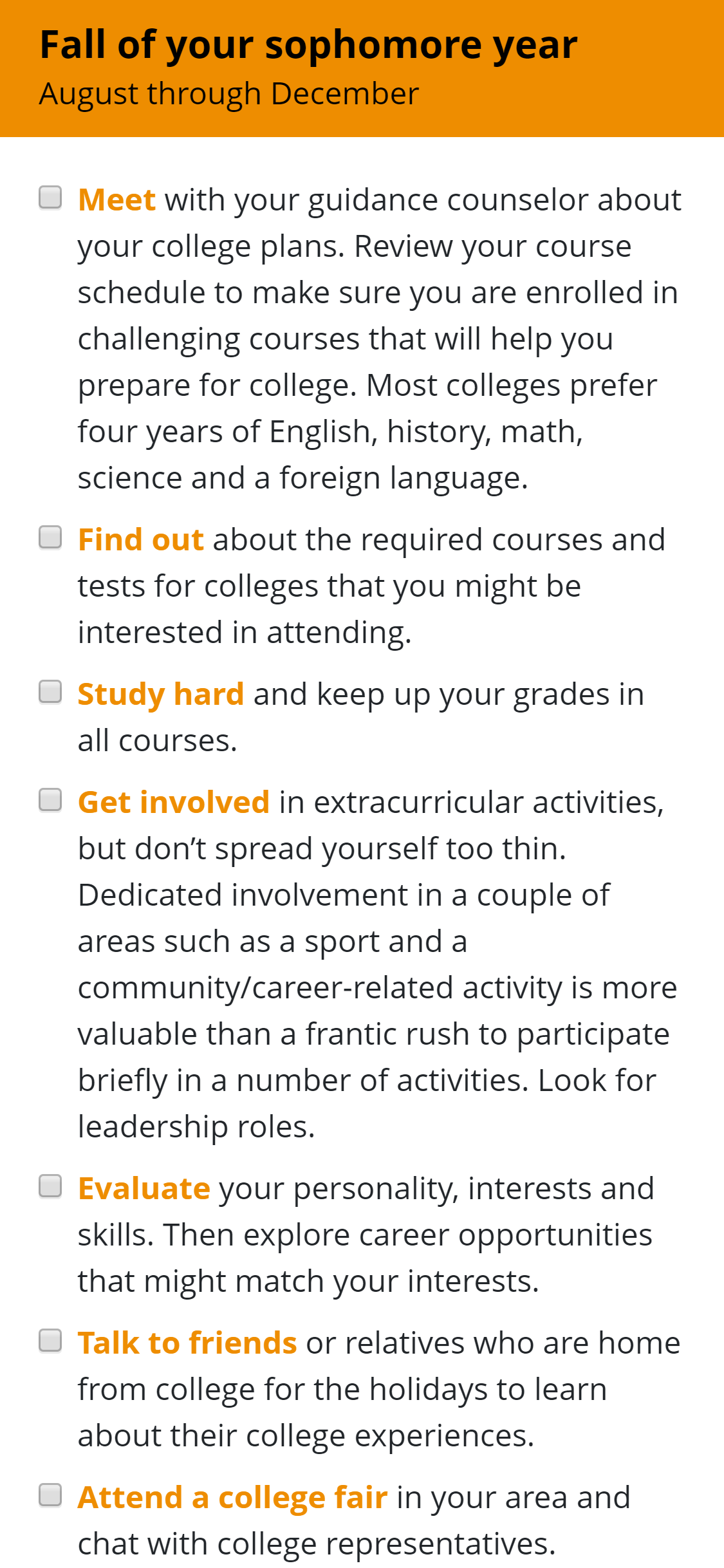 College Checklist