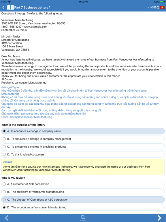 Prep for the Toeic test iPad screenshot 6 - Education app